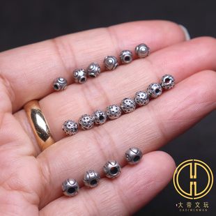 原创纯银925陨石瓜珠灯笼隔珠弟子珠金刚星月菩提手长串文玩配饰