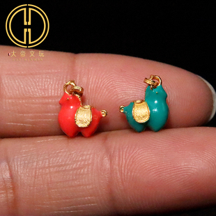 s925纯银镀金彩绘生肖马吊坠挂机提溜马上有钱手链手串项链配件