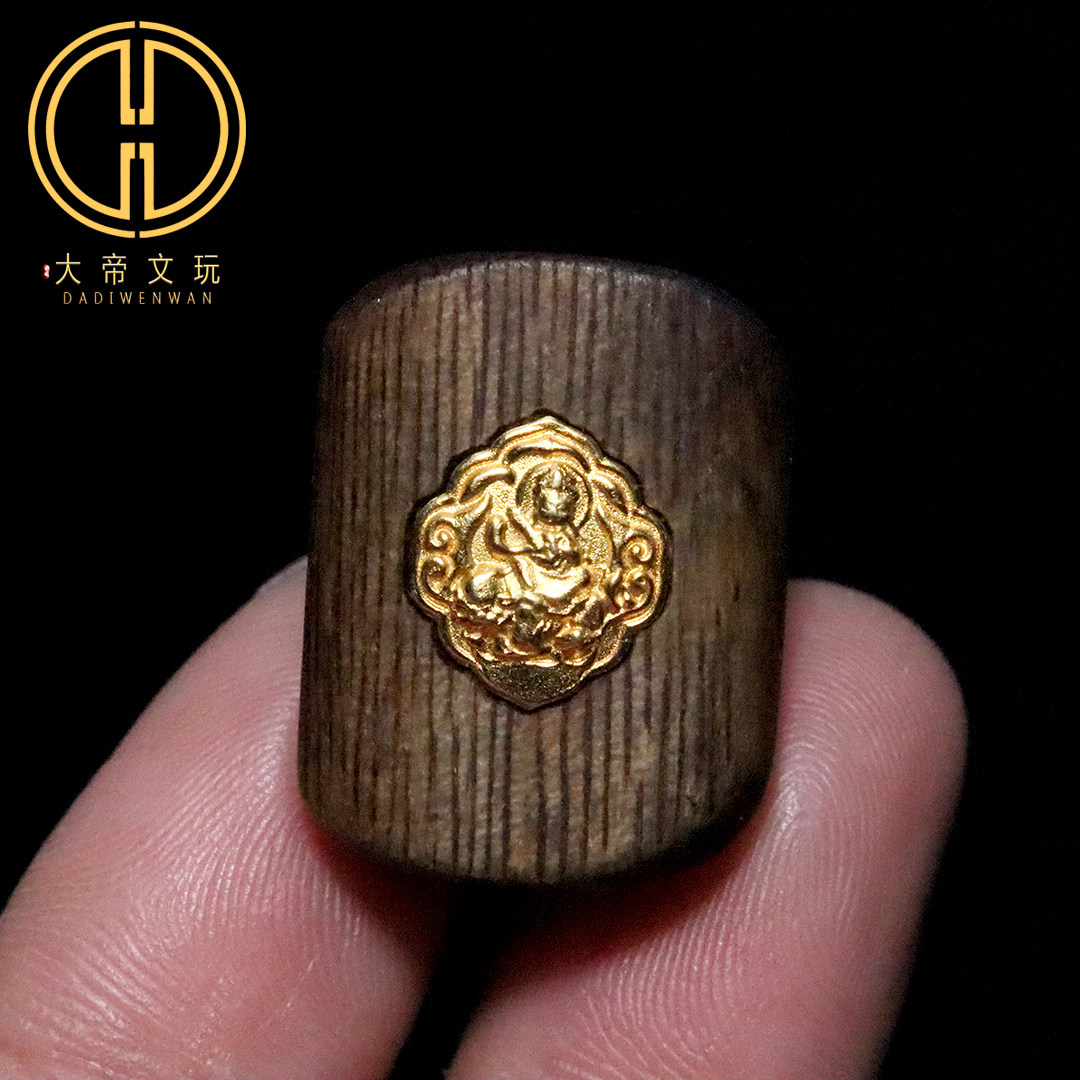 纯银s925天然沉香木镶嵌文殊背云隔珠散珠菩提手串手链diy配饰