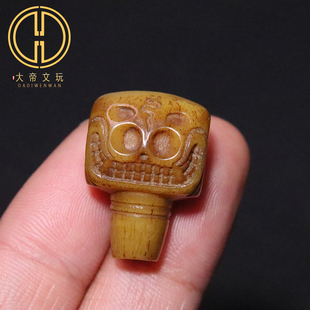 天然驼骨老料藏式阿呆三通佛头骨头菩提手串长串佛珠diy文玩配饰