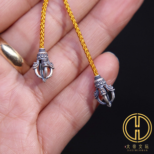 原创纯银925金刚杵弟子珠顶腰珠隔珠菩提手串手工编绳diy文玩配饰