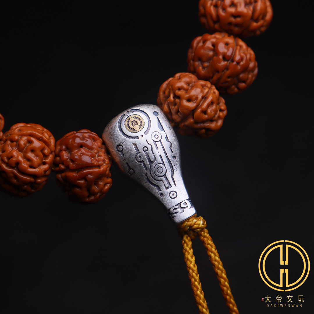 原创纯银925咒点三通佛头金刚星月菩提手串长串diy编手绳文玩配饰