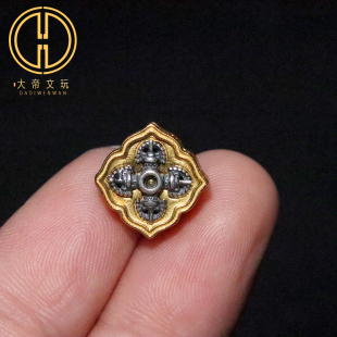 原创999足银纯银镀金金刚杵隔珠背云手链菩提手串编绳diy文玩配饰