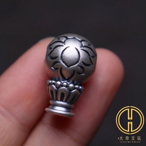 足银莲花三通佛头diy文玩配饰