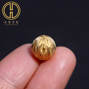 银镀金925纯银凤羽莲花圆珠隔珠散珠菩提手串编绳diy文玩配饰配件