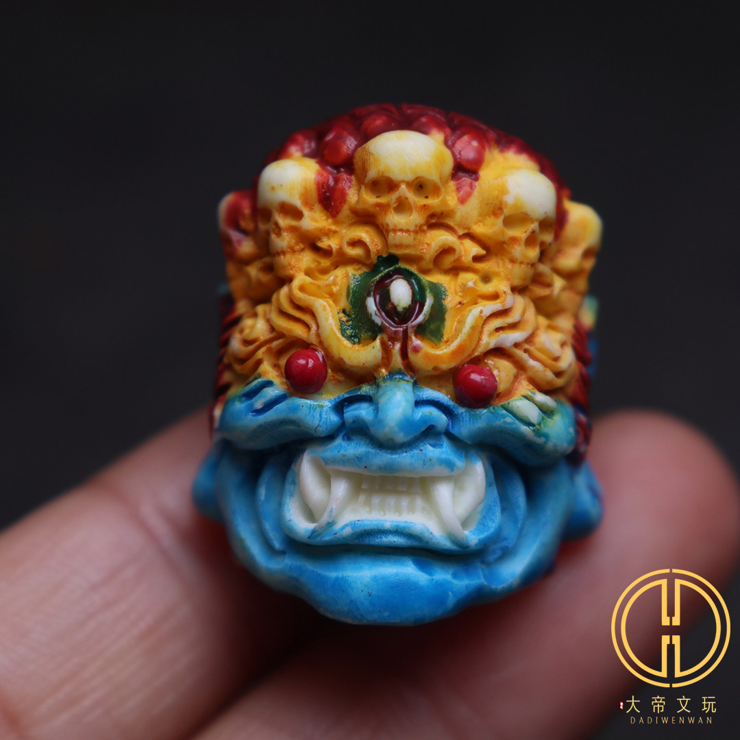 鹿角根付大黑天顶珠隔珠背云吊坠