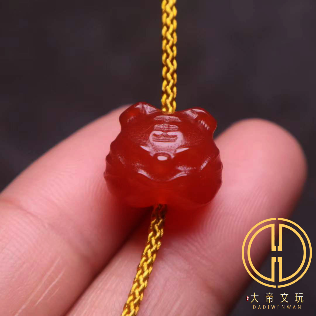 西藏天珠雕刻老虎背云隔珠腰珠金刚星月菩提手长串108diy文玩配饰