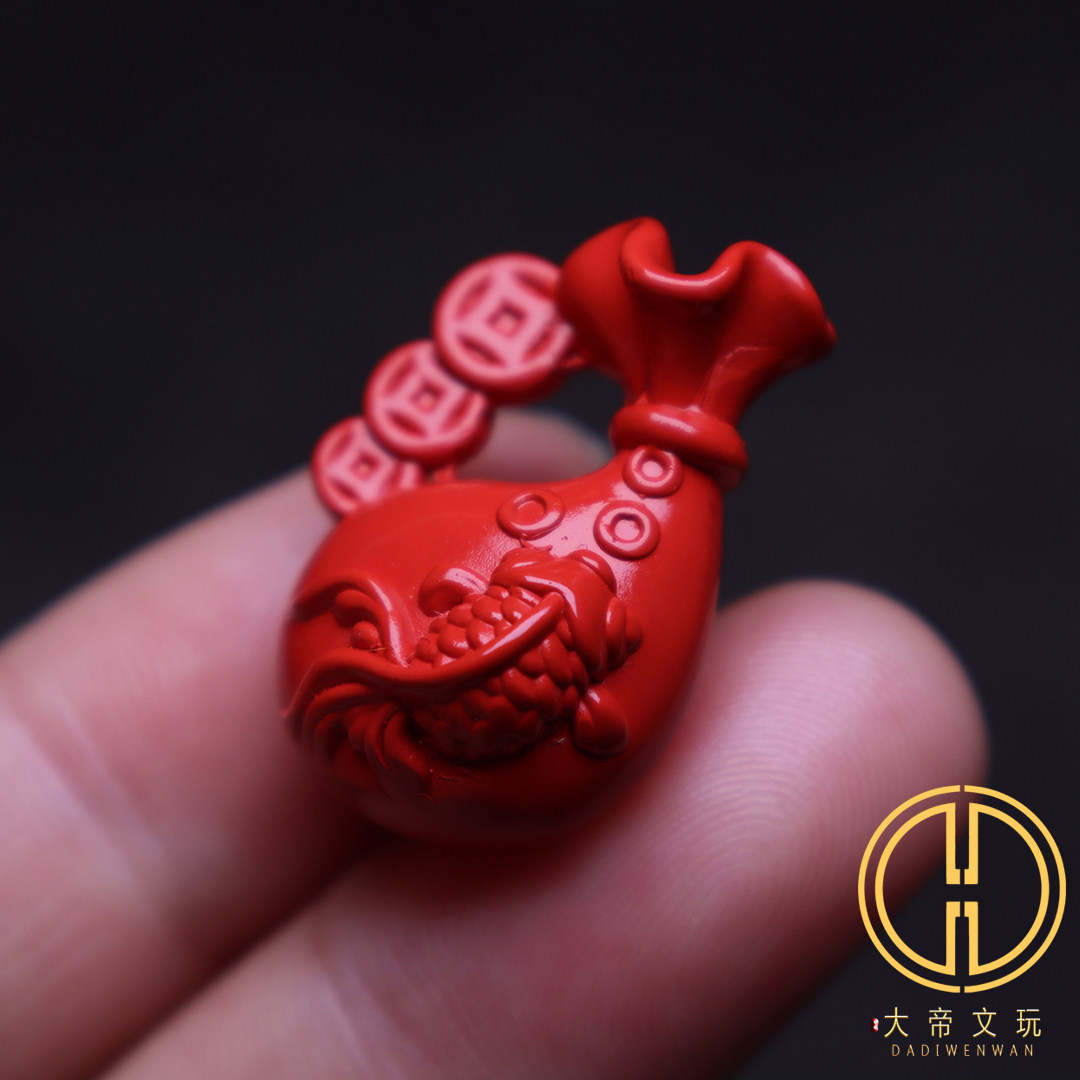 保真原矿朱砂红砂金钱袋年年有余吊坠侧挂钥匙扣手机包挂件配饰