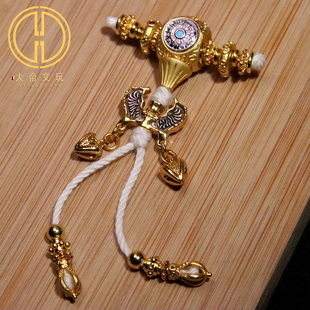 古法金六字真言金刚杵三通套装组合万向轴108长串配饰手串diy配饰