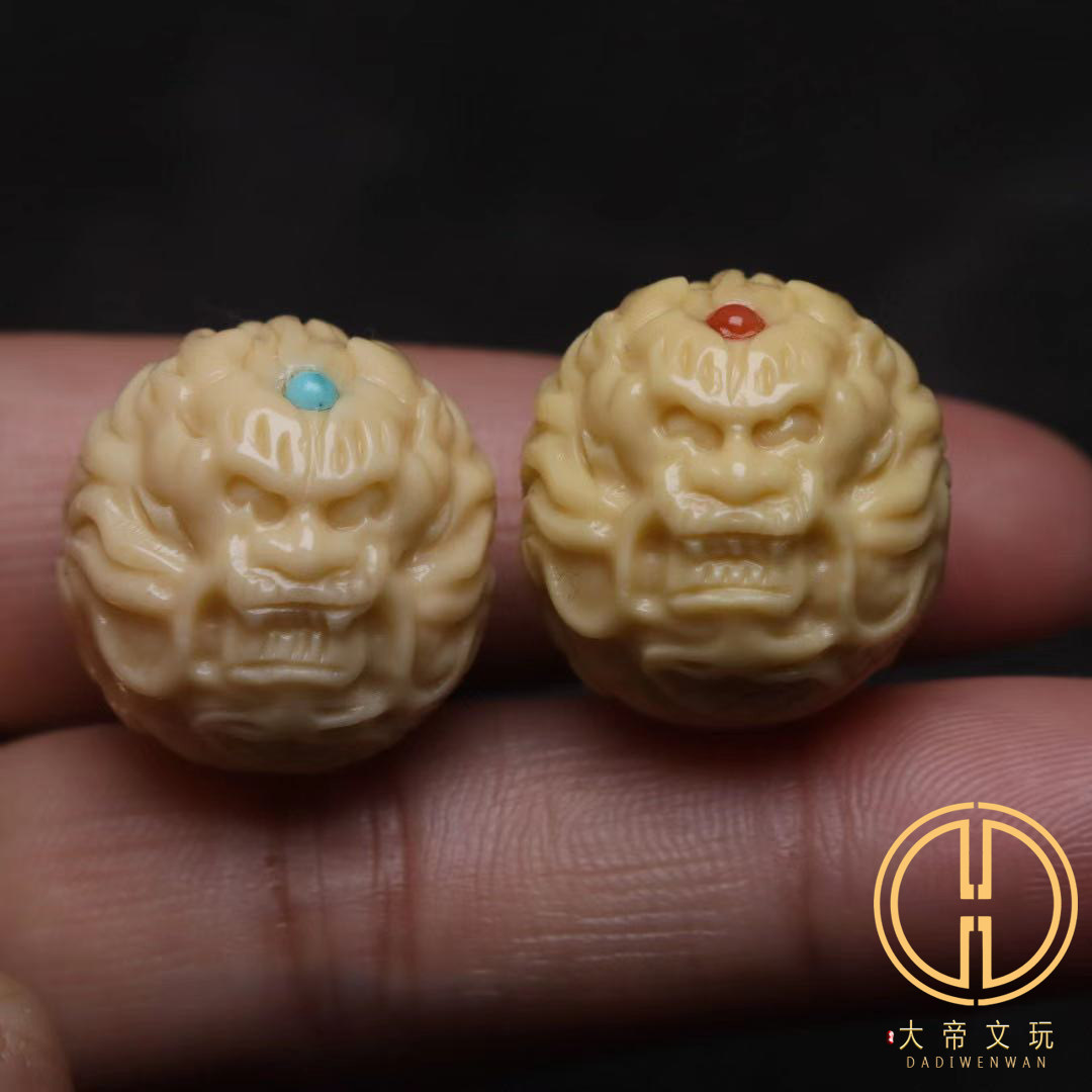 天然金膏玉镶嵌手串配饰佛珠