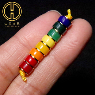 雪巴琉璃彩虹直切隔片垫片隔珠藏式老料器菩提手串长串文玩配饰