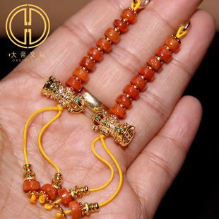 古法金降魔铃天然南红玛瑙计数侧挂提溜菩提手串长串diy文玩配饰