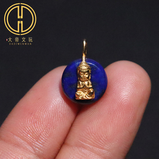 天然青金石镶嵌s925纯银镀金宝宝佛吊坠侧挂提溜菩提手链手串配饰