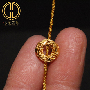 原创纯银925银镀金扭转饕餮纹隔圈卡环隔珠菩提手串手链diy配饰