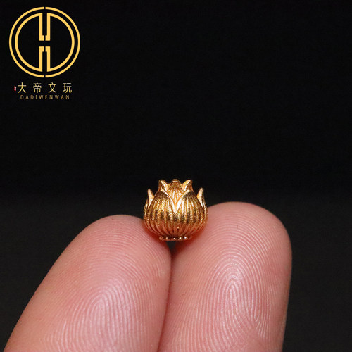 原创925银镀金莲花莲子圆珠腰珠隔珠串珠diy文玩配饰手串配珠