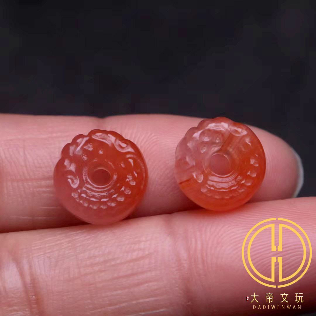 南红玛瑙双龙扣隔珠隔片diy配饰