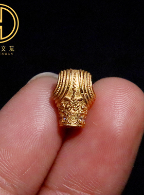 纯银925银镀金道家符文三通佛头金刚星月菩提手串diy文件配饰配件