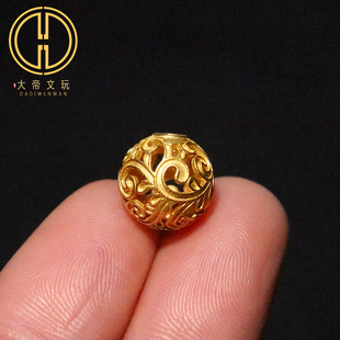 银镀金925纯银镂空雕花珠隔珠散珠菩提手串手链编绳diy文玩配饰