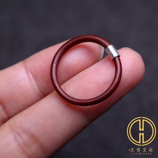 西藏无节鸡血藤戒指跑环女男纯银指环情侣对戒复古尾戒手串配饰