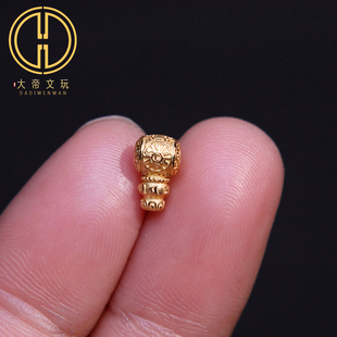 纯银925银镀金六字真言三通小号佛头金刚星月菩提手串diy文玩配饰