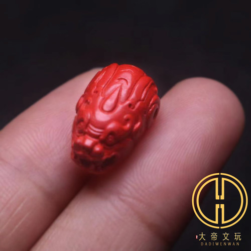 保真朱砂貔貅三通佛头配饰diy