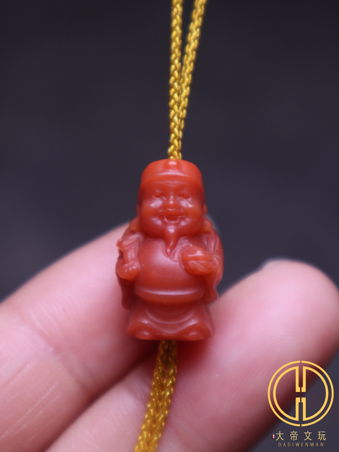 南红财神背云隔珠侧挂文玩配饰