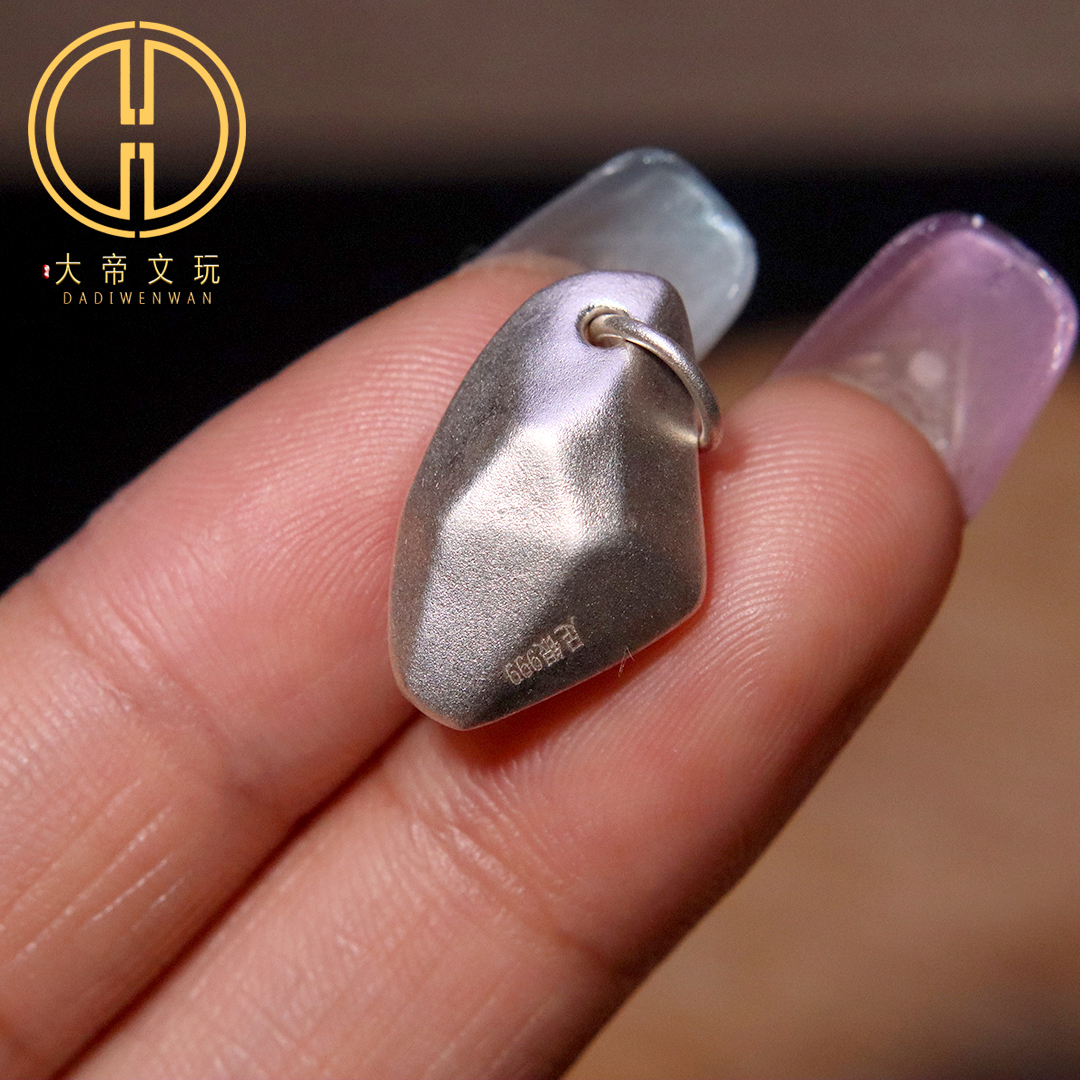 原创999足银纯银无相侧挂卡子吊坠手链菩提手串编绳diy文玩配饰