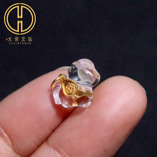 原创足银925银镀金镶嵌水晶马到成功顶腰珠手串diy文玩配饰配件