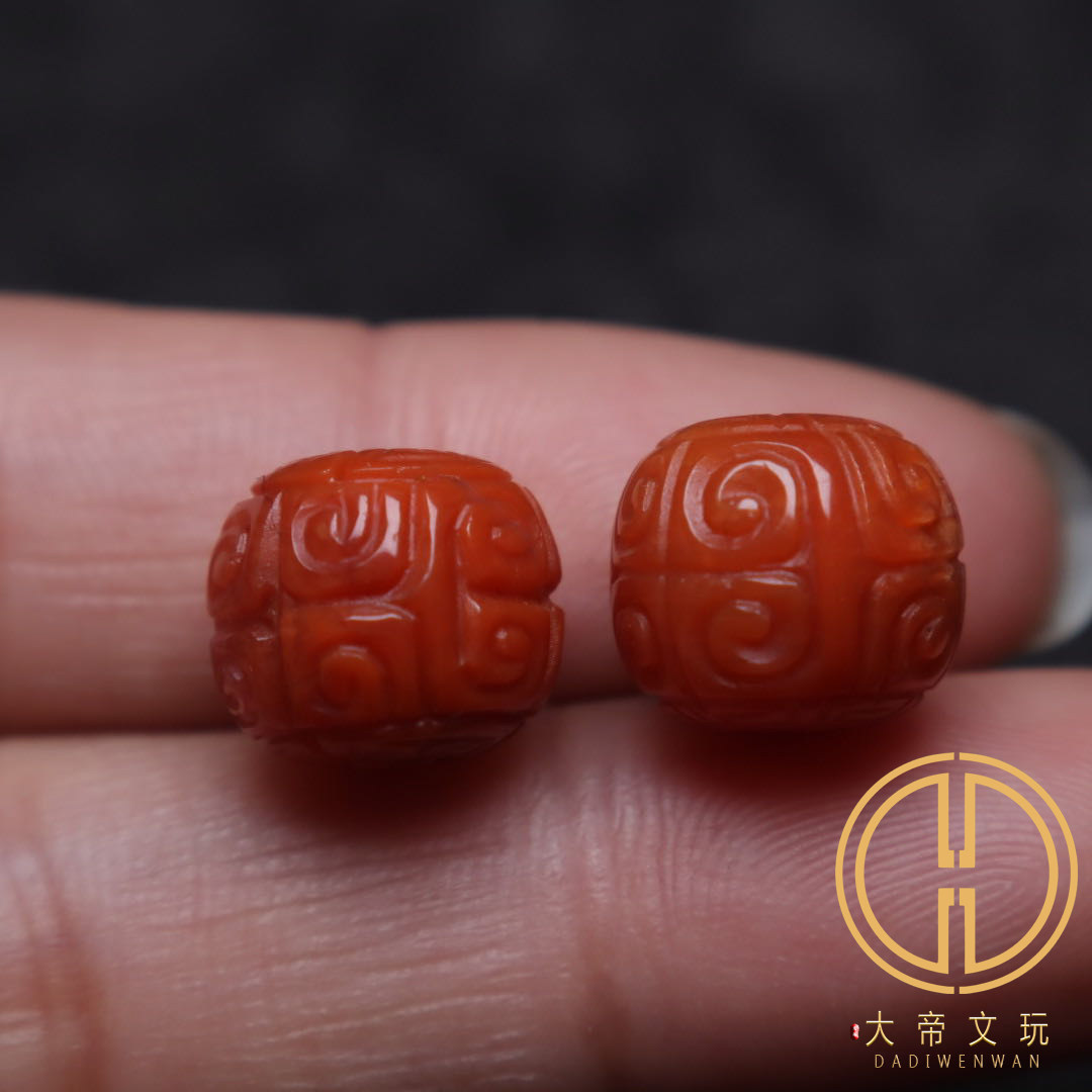 天然南红个性配饰回纹珠顶腰珠