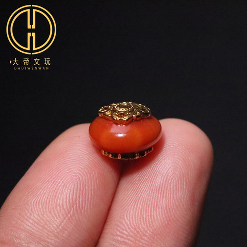 原创925银镀金南红鼓珠腰珠隔珠手工串珠编绳diy文玩配饰手串配珠