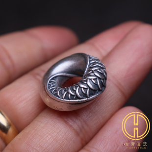 原创足银999龙鳞扣平安扣隔圈扣子卡环菩提手长串吊坠diy文玩配饰