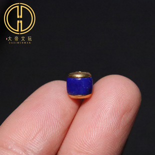 天然青金石镶嵌s925纯银镀金老型桶珠隔珠散珠菩提手串文玩配饰