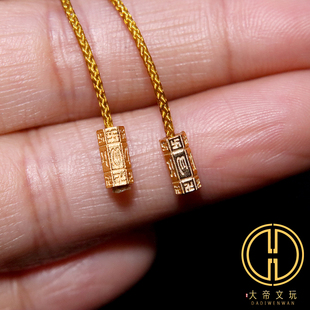 纯银925银镀金六字真言弟子珠隔珠菩提手串手工编绳diy文玩配饰件