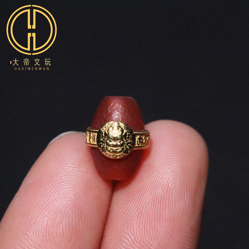 古法金s925银镀金镶嵌南红黄财神玛瑙桶珠diy手串手链配饰配件