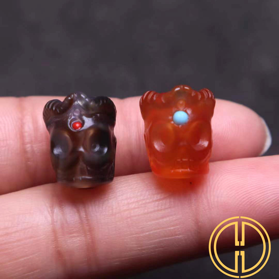 西藏天珠骷髅恶魔男爵款腰珠背云金刚星月菩提手长串diy文玩配饰