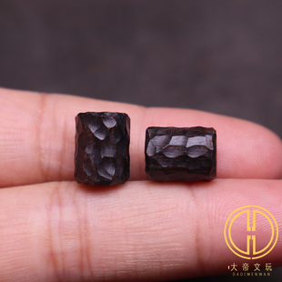 手工雕刻黑檀木陨石款桶珠顶腰珠隔珠菩提手串108长串diy文玩配饰