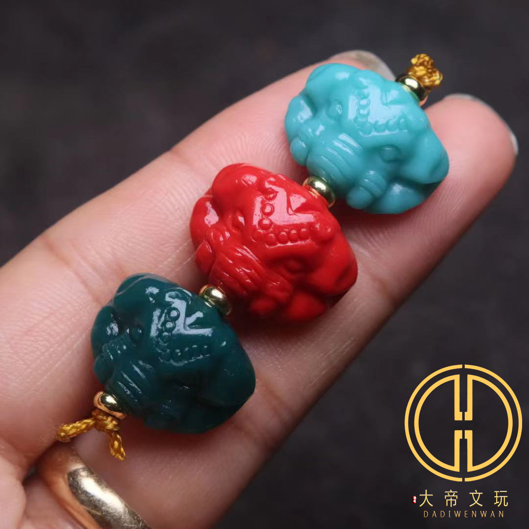 琉璃红色象神金刚星月配饰背云