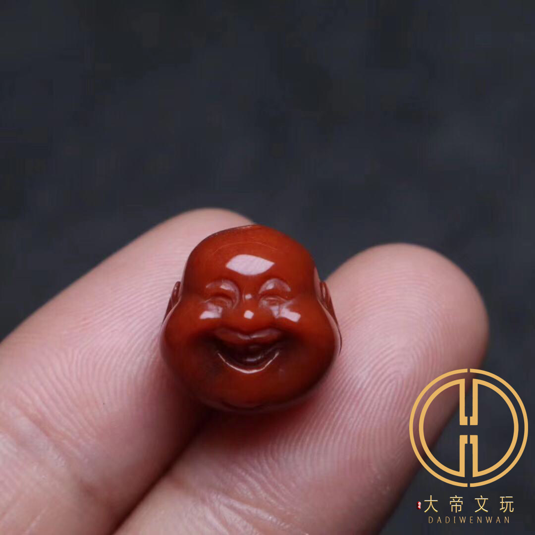 天然原矿川料南红弥勒手串