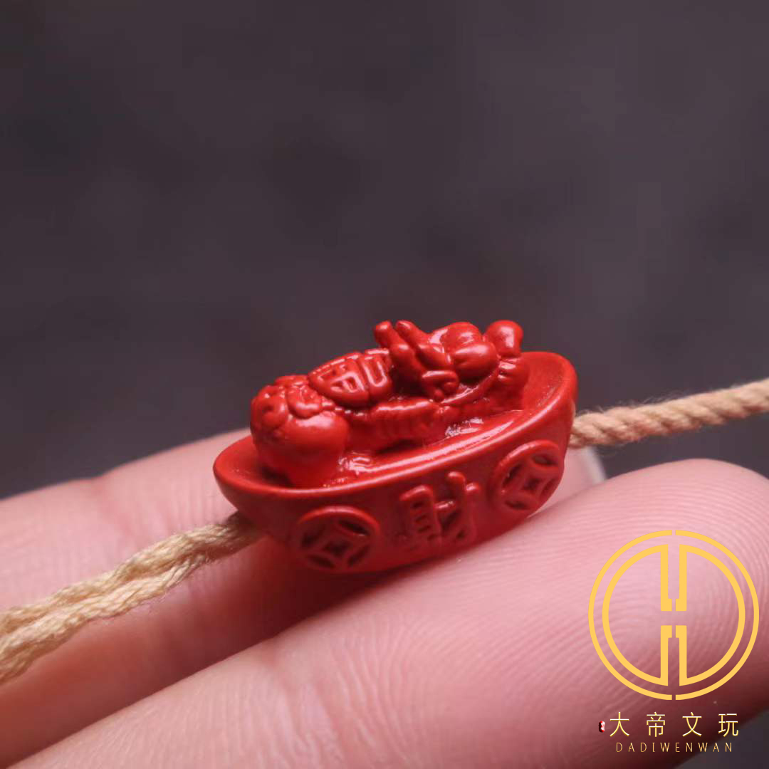 保真朱砂红砂招财进宝貔貅背云侧挂菩提手串108长串diy文玩配饰件