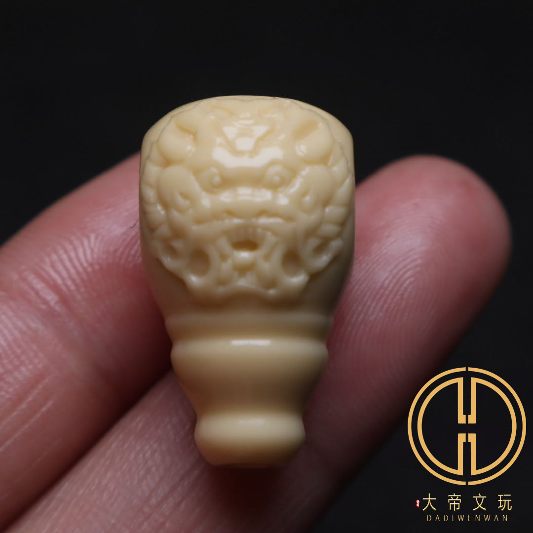 天然金膏玉玉化料仿古兽面三通貔貅一体佛头108佛珠手串长串配饰