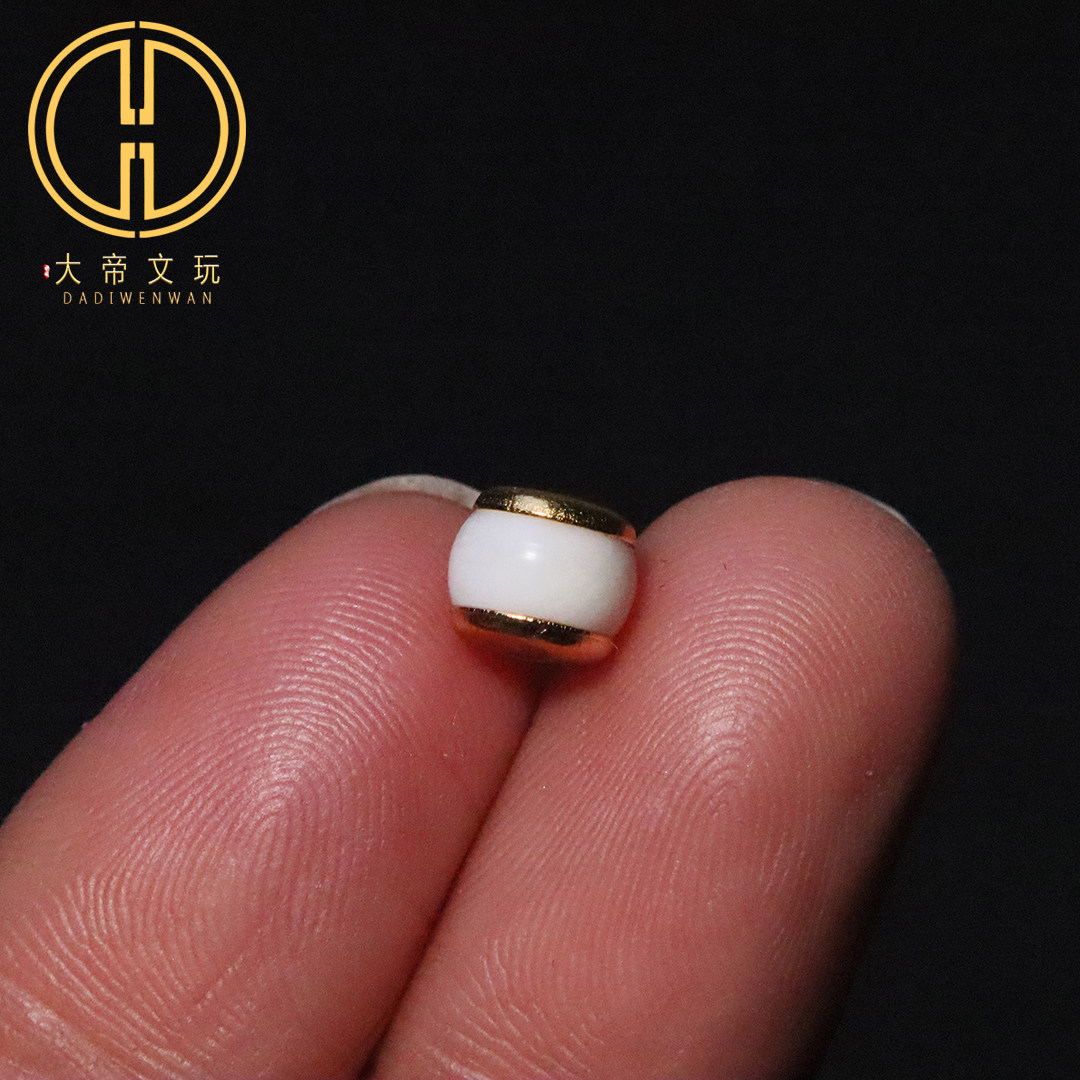 天然猛犸镶嵌纯银s925银镀金桶珠隔珠散珠配珠手链手串文玩配饰