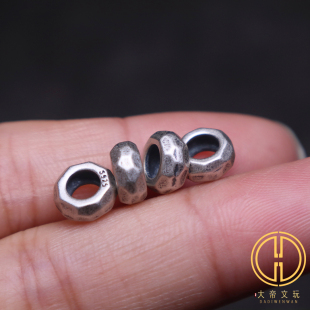 原创纯银925无相切面隔片隔珠垫片金刚星月菩提手长串diy文玩配饰