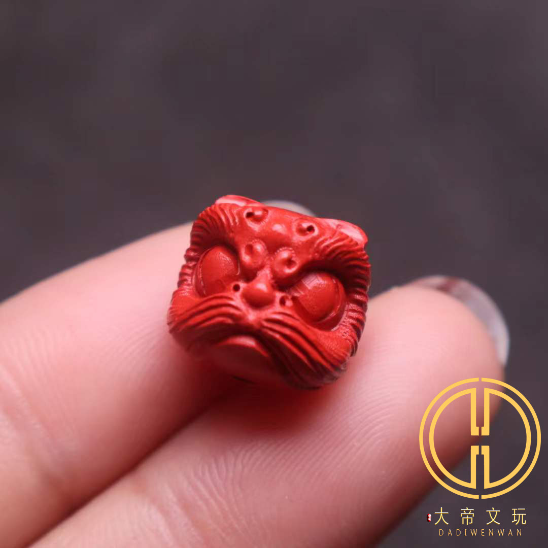朱砂醒狮顶腰珠隔珠背云文玩配饰图片