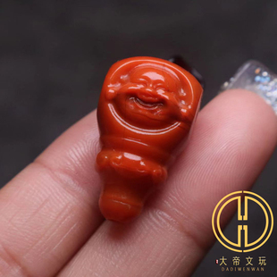 天然原矿南红弥勒三通一体佛头吉祥长串手串佛珠菩提隔片diy配饰