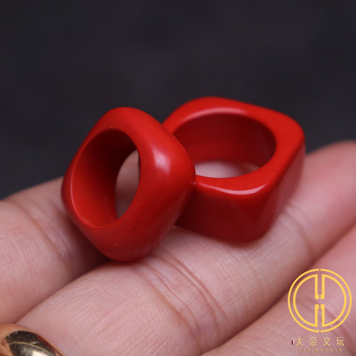 保真朱砂个性跑环戒圈指环配饰