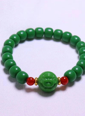 果冻料雪巴琉璃招财纳福单圈手串