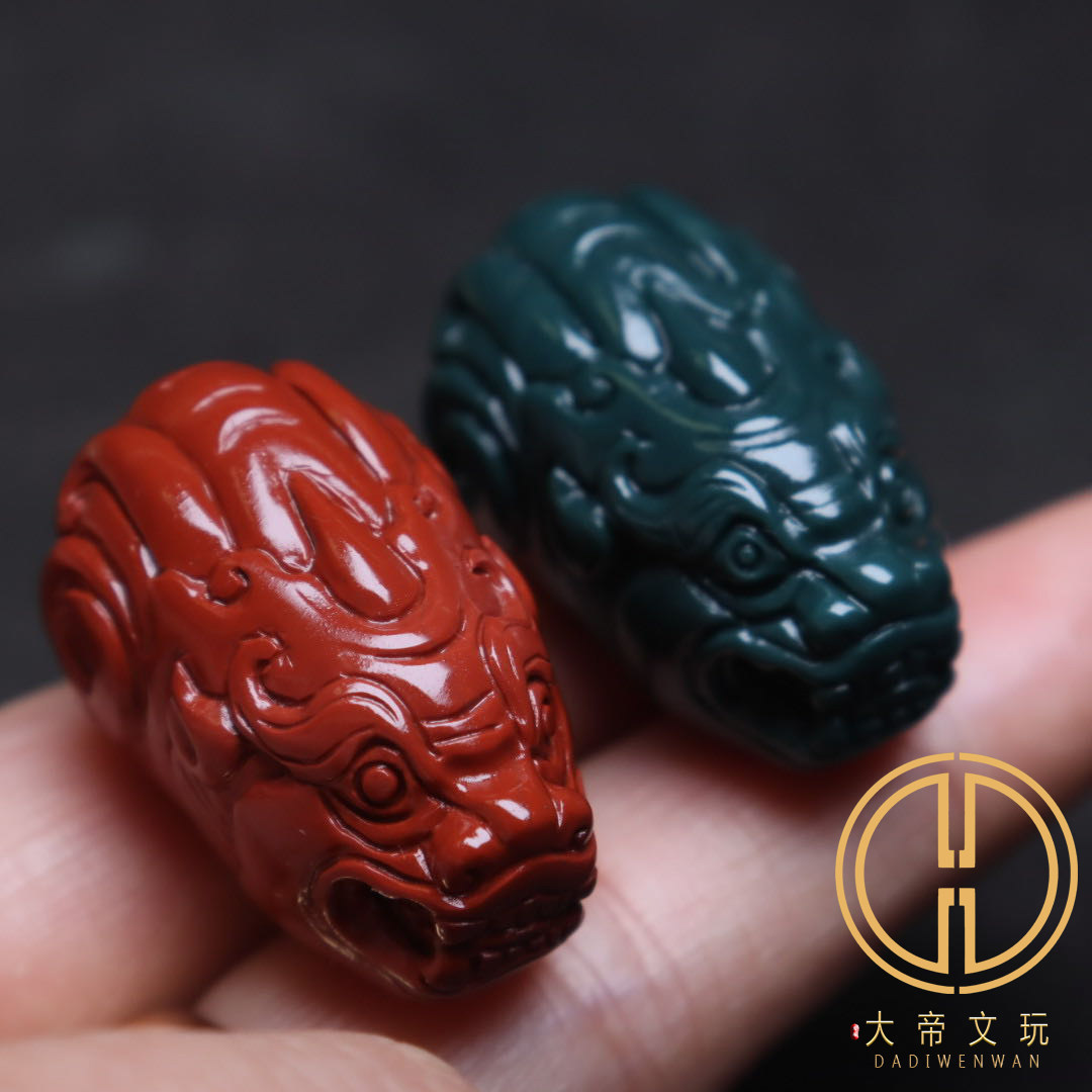 天然阿拉善玛瑙红绿貔貅三通吊坠一体佛头108佛珠手串长串配饰