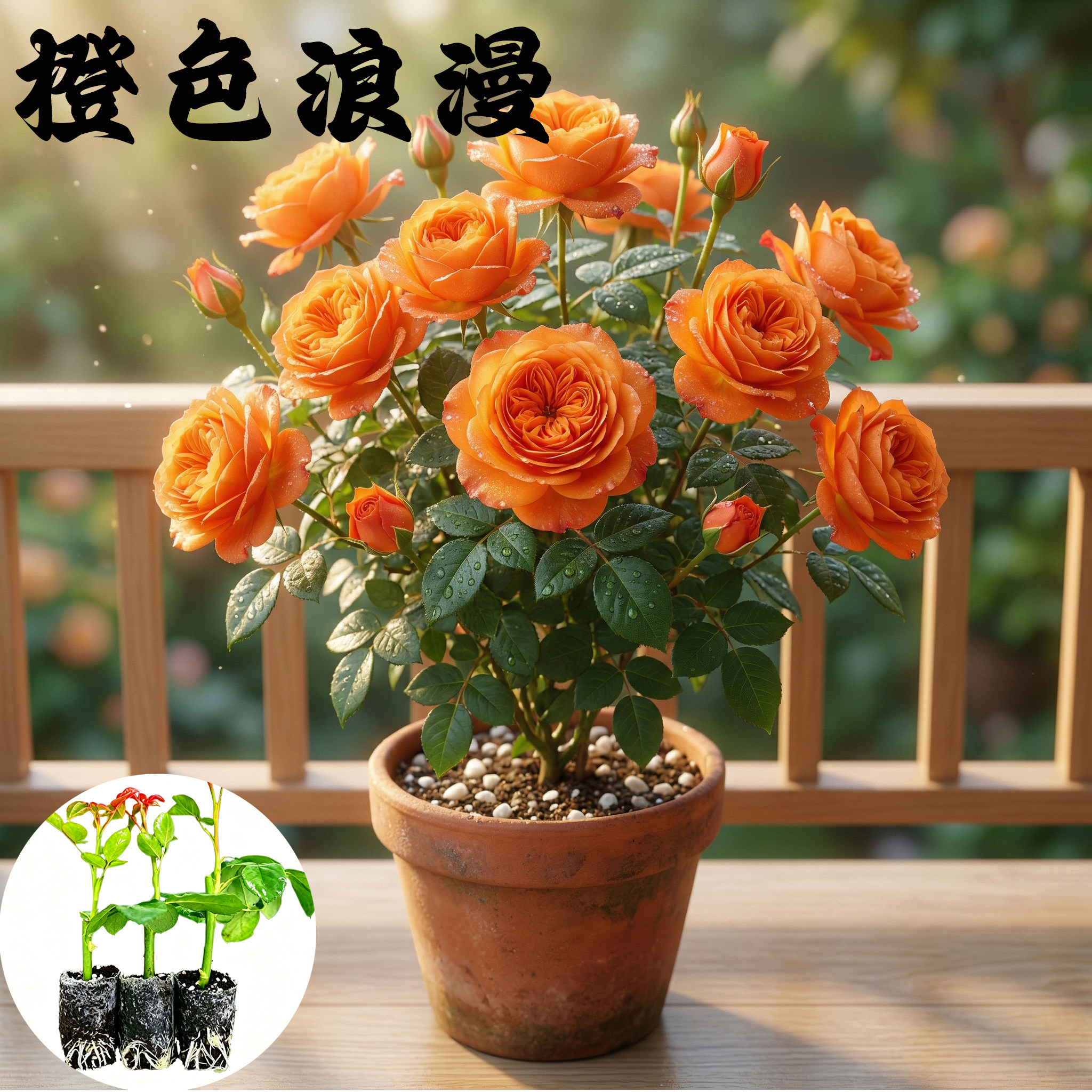 橙色浪漫月季花苗小苗大花浓香品种月季苗阳台庭院绿植盆栽花卉