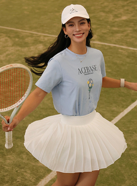 AceBase吸湿排汗网球运动速干t恤女士2025新款短袖上衣