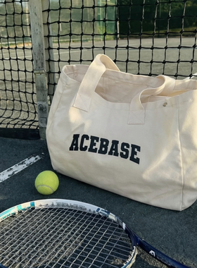 AceBase大容量运动健身单肩帆布包网球托特包女款ins慵懒风帆布袋